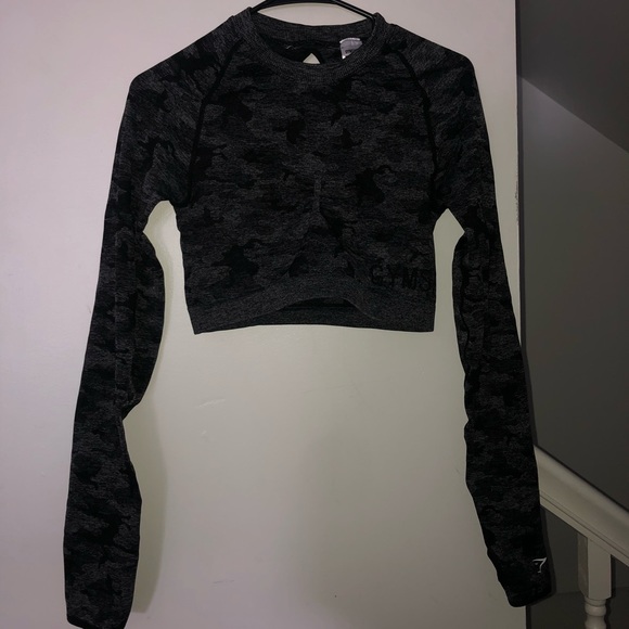 GYMSHARK CAMO SEAMLESS LONG SLEEVE CROP TOP - Picture 3 of 5